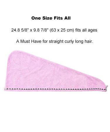 Microfiber Hair Towel Wrap Turban | Quick Dry Bath Shower Towel with Buttons - White Blue Pink - Buy Online on GoSupps.com