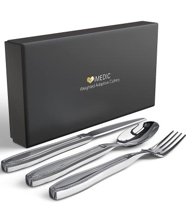 iMedic Weighted Utensils for Hand Tremors - 3-Piece Adaptive Utensils Set - Ideal for Parkinsons - Includes Gift Box - Buy Online on GoSupps.com