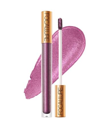 FOCALLURE Metallic Chameleon Liquid Lipstick Diamond Glitter Lip Gloss Shimmery Finish Intense Pigment Long-Lasting Nonstick Cup Lip Makeup for Costume Cosplay Rave Festival 03 RUBELLITE #03 RUBELLITE