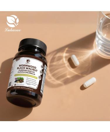 Lukaree Wormwood Black Walnut Cleanse for Human 1200mg Ultra Gut Cleanse & Digestive Health w/Pumpkin Seed Oil Clove Activated Charcoal -10X Concentrated Men & Women Probiotic Capsules -Vegan 60 CT 60 Count (Pack of 1) - Buy Online on GoSupps.com