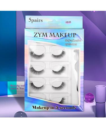 Stick Eyelashes - 5 Pairs Glueless Lashes Fake Eyelashes | Natural Glueless Lashes Waterproof Fake Lashes for Makeup Beginners Beauty Lovers - Buy Online on GoSupps.com