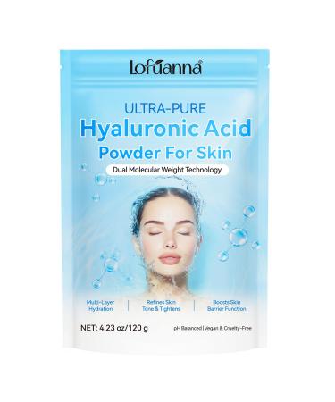 100% Pure Hyaluronic Acid Powder for Face (Sodium Hyaluronate) 120g Hyaluronic Acid Serum for Skin Care face moisturizer for Deep Hydration & Anti-Aging Vegan & Cruelty-Free (4.23 oz (Pack of 1)) 4.23 Ounce (Pack of 1)