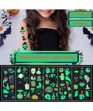 120 Styles Luminous Temporary Tattoos for Kids Party Supplies - Glow in the Dark Decorations & Birthday Favors - 20 Sheets Total with Halloween Stickers - Buy Online on GoSupps.com