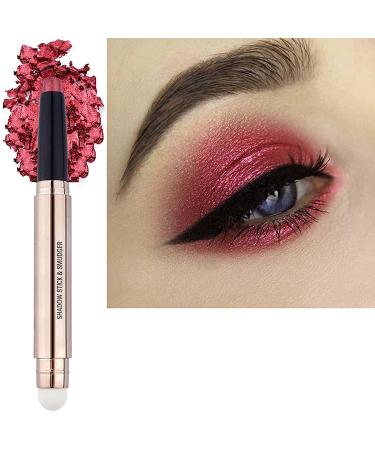 SAUBZEAN Eyeshadow Stick Makeup with Soft Smudger Natural Matte Cream Crayon Waterproof Hypoallergenic Long Lasting Eye Shadow Rose Red Shimmer 06