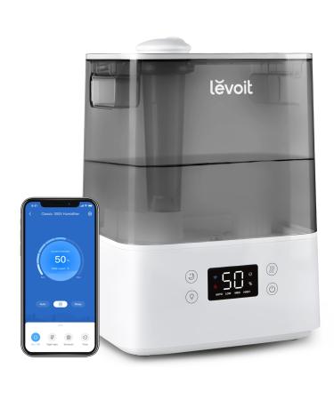 LEVOIT Humidifier for Bedroom Baby Home 6L Large Tank Top-Fill Cool Mist Air Humidifier with Quiet Sleep Auto Mode Smart App & Alexa Control Essential Oil Diffuser 60H Runtime for 47 Gray Gray Cool Mist Humidifier