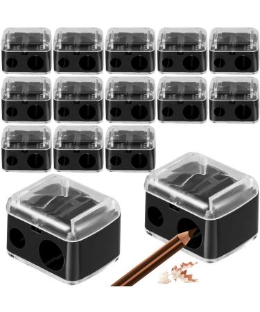 15 Pcs Cosmetic Pencil Sharpener Dual Makeup Sharpener Compact Eyeliner Sharpener Makeup Pencil Sharpeners for Eyeliner Lip Liner Pencils Black