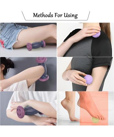 Zsmjaer 3-Part Foot Massage Set - Hedgehog Ball Oval Roller & Massage Balls for Fascia Relief & Relaxation - Perfect for Feet Hands Arms Neck (Purple) - Buy Online on GoSupps.com