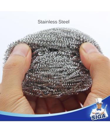 MR.SIGA Stainless Steel Scourer Pack of 12 - 30g | Premium Quality | Long Lasting | Rust Resistant - Buy Online on GoSupps.com