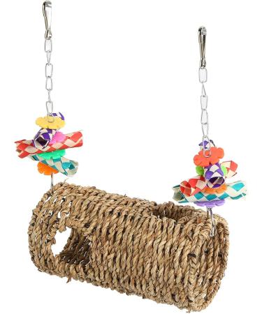 Durable Bird Grass Woven Swing with Hooks - Fun Chew Toys for Parrots Budgies Lovebirds & Finches - Ideal Bird Cage Accessory - Buy Online on GoSupps.com