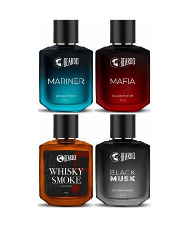 Beard'o Whisk'y Smoke Black Musk Mariner & Mafia Perfume For Men (50Ml X Pack Of 4) | Long Lasting Perfume | Date Night Perfume For Men | Gift For Brother | Gift For Friends