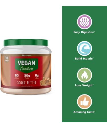 NutraOne Vegan Creations Plant Based Protein Powder - Cookie Butter Flavor 1.05 lb (Pack of 1) | Dairy Free, Pea Protein Isolate and Brown Rice | Vegan Protein Powder - Buy Online on GoSupps.com
