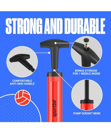 SPORTBIT Ball Pump with Needles, Nozzle, Extension Hose & Pouch - Ideal for Sports Balls, Basketball, Volleyball, Football, Soccer, Swim Inflatables - Buy Online on GoSupps.com