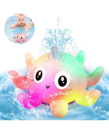 Baby Bath Toys Octopus Bathly Toy Light Up Baby Toys Bath Tub Toys for 3 year old Girls Boys Automatic Induction Spray Water Toy Gifts for Kids Toddler Pink Octopus