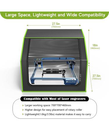 Laser Engraver Enclosure with Vent  Fireproof Laser Cutter Protective Cover  Smoke & Odor Insulation  Noise Reduction  Eye Protection  Suitable for Most Laser Engraving Machine  700x700x460mm Laser Enclosure - Buy Online on GoSupps.com