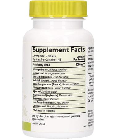 Banyan Botanicals Stress Ease Organic Herbal Supplement with Ashwagandha - 90 Tablets | Stress Relief, Rejuvenation, Immune Support | Non-GMO, Vegan - Buy Online on GoSupps.com