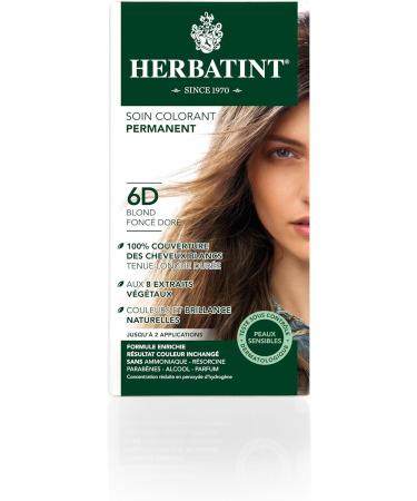 Herbatint Permanent Hair Colour 6D Dark Blonde Gold - 150ml Ammonia Free 100% Coverage White Hair Dermatologically Tested for Sensitive Skin with 8 Organic Plant Extracts - Buy Online on GoSupps.com
