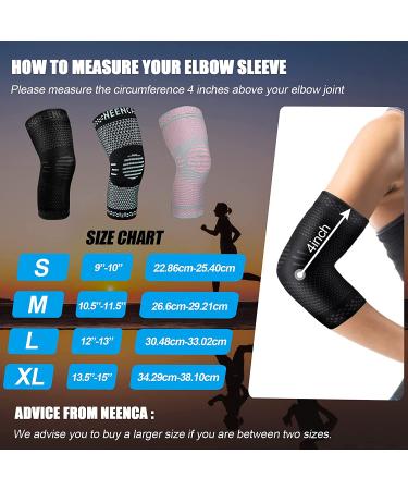 NEENCA [2 Pack] Professional Compression Elbow Sleeves - Medium Black | Support for Tennis/Golf Elbow, Tendonitis, Sports Protection & Pain Relief - Buy Online on GoSupps.com