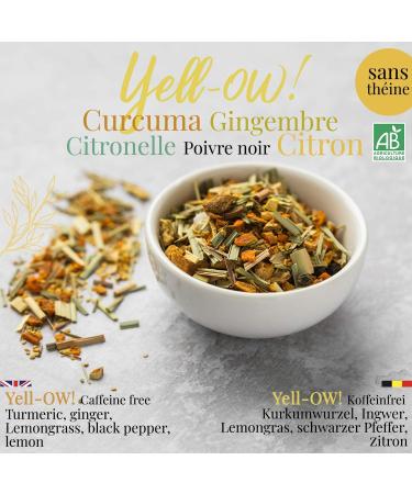 ORIGENS Yell-OW! Organic Turmeric Ginger Herbal Tea 125 g | Ginger Turmeric Black Pepper and Lemon Infusion | For Iced/Hot T - Buy Online on GoSupps.com