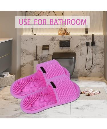 Hizolvio Shower Foot Scrubber - Silicone Bristle Cleaning Brush Slipper for Spa Massager - Exfoliating Dead Skin Remover - Non-Slip Suction Cups - Pink - Buy Online on GoSupps.com