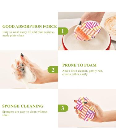 3-Pack Cleaning Kitchen Sponges Oval Red Striped Geometry Kitchen Cellulose Dishwashing Wood Pulp Cotton one sizex3 Red Striped Geometry - Buy Online on GoSupps.com