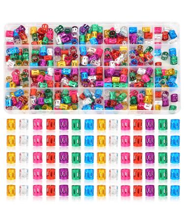Hair Cuffs for Braids  380 Pcs Hair Jewelry Dreadlock Beads with Storage Box  Colorful Aluminum Hair Rings for Braids  Metal Hair Jewelry for Women Braids