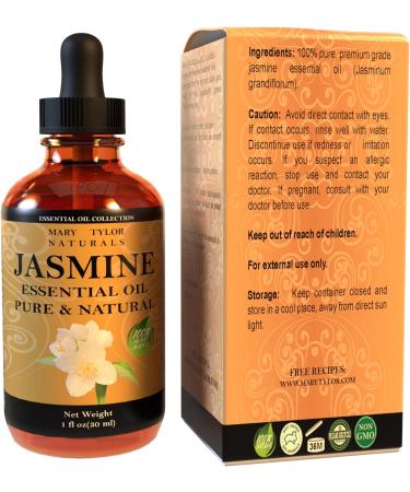 Jasmine Essential Oil (1 oz) Premium Therapeutic Grade 100% Pure and Natural Perfect for Aromatherapy and Much More by Mary Tylor Naturals Jasmine 1 Fl Oz (Pack of 1) - Buy Online on GoSupps.com