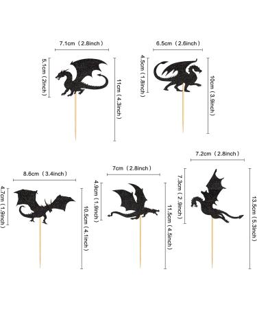 25PCS Dragon Cupcake Toppers Glitter Fantasy Birthday Cupcake Flying Dragon Cupcake Toppers Theme Baby Shower Kids Birthday Party Cake Decorations Supplies Black - Buy Online on GoSupps.com