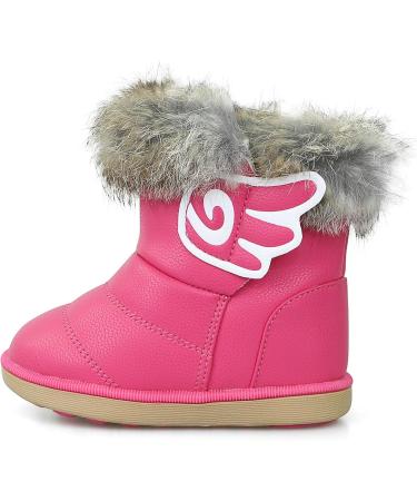 MINBEI Baby Girls Soft Leather Winter Snow Boots - Waterproof Toddler Girls 8 UK Child Rose - Buy Online on GoSupps.com
