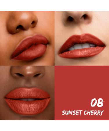 Sante Natural Cosmetics Matt Lipstick 08 Sunset Cherry - Organic Cocoa Butter Intense Color Pigmentation 3 Pack | Vegan Lipstick for All Skin Types - Buy Online on GoSupps.com
