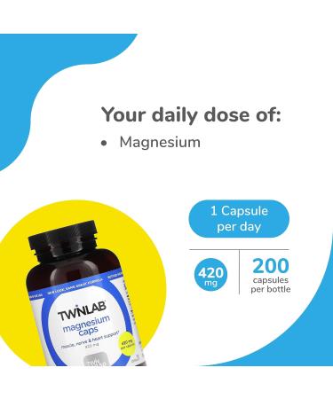 Twinlab Magnesium Caps - for Stress Relief 420 mg 200 Count 1 Pack & Reserveage Beauty Resveratrol 250 mg Paleo Keto 120 Capsules - Buy Online on GoSupps.com