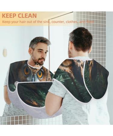 Owl Plant Beard Bib Apron | Men's Shaving Beard Hair Catcher | Perfect Gift for Dad & Husband | Father's Day Anniversary Christmas - Buy Online on GoSupps.com