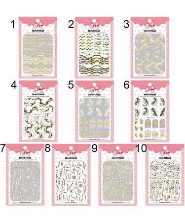 Self Adhesive Waved Star Lines Stripe Transfer Stickers 3D Nail Sticker Nail Art Decoration Decals(3) Style3 - Buy Online on GoSupps.com