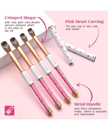 Yasterd 100% Pure Kolinsky Acrylic Nail Brush - Size 8 Crimped Oval | Pink Rhinestone Metal Handle | Professional Manicure Tool - Buy Online on GoSupps.com
