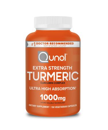 Qunol Turmeric Curcumin Supplement 1000mg with Ultra High Absorption for Joint Support Extra Strength Capsules 150 Count