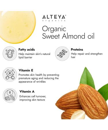 Alteya Organic Sweet Almond Oil 100ml - 100% Pure USDA-Certified Cold-Pressed Carrier Oil for Moisturizing Skin Care - Buy Online on GoSupps.com