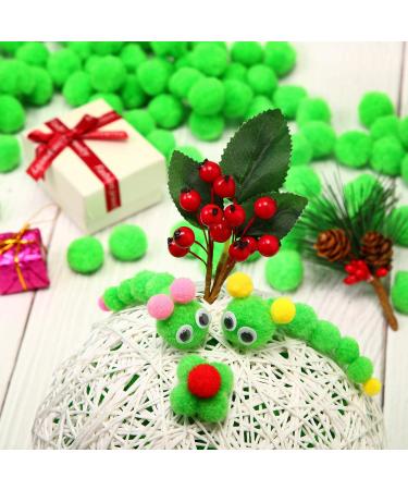 Shappy 500pcs 1 Inch Christmas Pom Pom Craft Balls for DIY Projects - Green Glitter Pompoms for Kids Holiday Decor - Buy Online on GoSupps.com