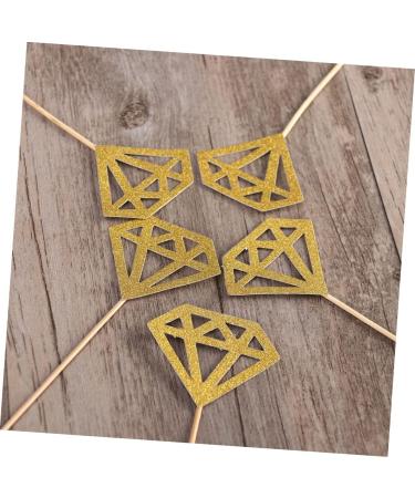 100pcs Wedding Birthday Diamond Decor Cake Insert Card Golden medium - Buy Online on GoSupps.com
