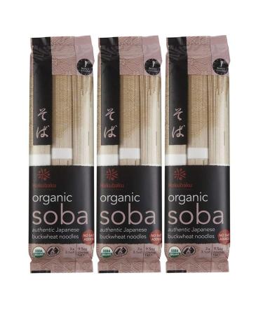 Hakubaku  3 Packs  Organic Soba Noodles Japanese Buckwheat Noodles (no salt added) 9.5-Ounce 9.5 Ounce (Pack of 3)