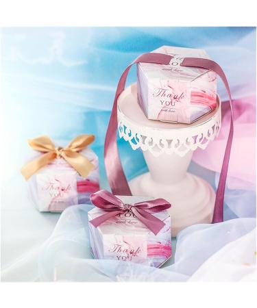 Candy Box Creative Romantic Marbled Candy Box Wedding Supplies And Pink Party Supplies Baby Shower Paper Sweet Chocolate (25/50/100 Pcs) (Color : Purple Ribbon Size : 50pcs) - Buy Online on GoSupps.com