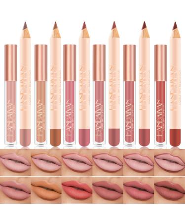 Aseawave Lip Liner and Lipstick Set  12 Pcs Long Lasting Nude Lip Liner Pencils with Matte Lipgloss  Waterproof Liquid Lip Sticks Make up Gift Set for Black Mature Women