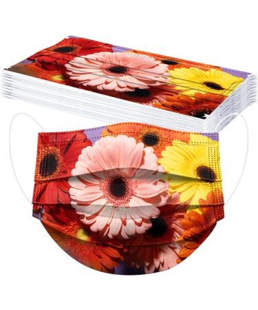 50Pcs Disposable Floral Face_Masks with Designs 3-Ply Breathable Flower Face_Mask with Nose Wire Facemasks for Women (Floral-J) - Buy Online on GoSupps.com