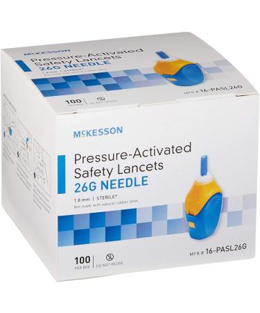 McKesson Safety Lancets 26G Needle 1.8mm 100ct Sterile - Pressure-Activated | 1 Pack - Buy Online on GoSupps.com
