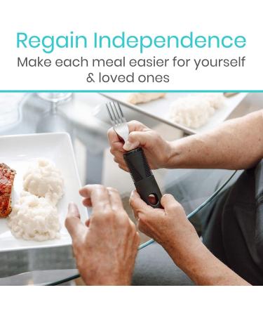Extra Wide Bendable Cutlery Set for Elderly & Disabled - Easy Grip Handles, Ideal for Arthritis & Parkinson's (3PC Black) - Buy Online on GoSupps.com