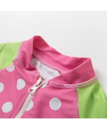 BONVERANO Baby Girls Long-Sleeve Swimsuit with UPF 50+ Sun Protection, 12-18 Months, Pink/Green - Buy Online on GoSupps.com