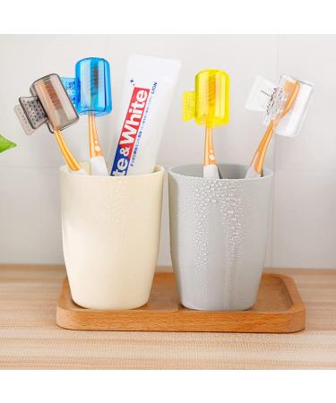 4 Pack Travel Toothbrush Head Covers - Portable Dental Brush Protectors for Home, Camping, and Travel - Blue, Yellow, Grey, Clear - Buy Online on GoSupps.com