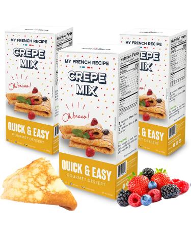 My French Recipe Crepes Mix - Quick & Easy Baking Mixes - To Make Crepe Mix French Style - Traditional & Authentic French Food - Makes 15 Crepes - Gourmet Ingredients Only. Works for Crepe Cake Rainbow Crepe Cake Strawberry Crepes 11 Ounce (Pack of 3)