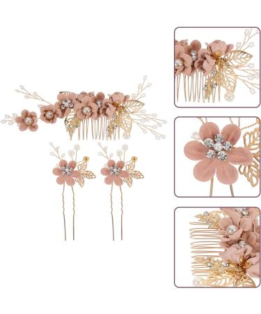 Garneck Rhinestone Wedding Hair Pins - 3Pcs Bridal Hair Clips for Women - Pink Floral Hair Accessories - Buy Online on GoSupps.com