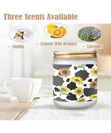 Vanilla Scented Candles - Aromatherapy Jar Candles 7 oz | Long Lasting Gift Set for Women - Black & White Cow Print with Sunflowers - Buy Online on GoSupps.com