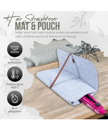 Glamza Hair Straightener Mat & Pouch - Made from Heat Resistant Safety Felt - Ideal for Home & Travel (Light Grey (Pouchy)) - Buy Online on GoSupps.com