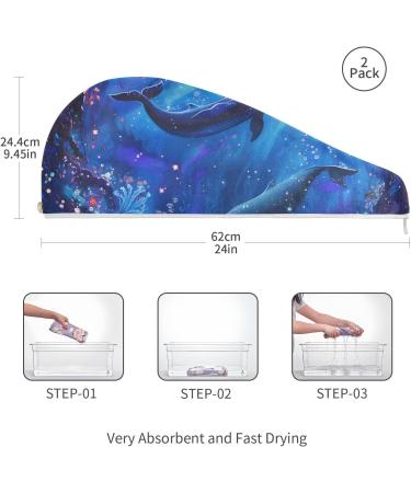 Group of Whale Purple Hair Towel 2 Pack | Super Absorbent Quick Dry Hair Turbans for Women & Girls - Buy Online on GoSupps.com
